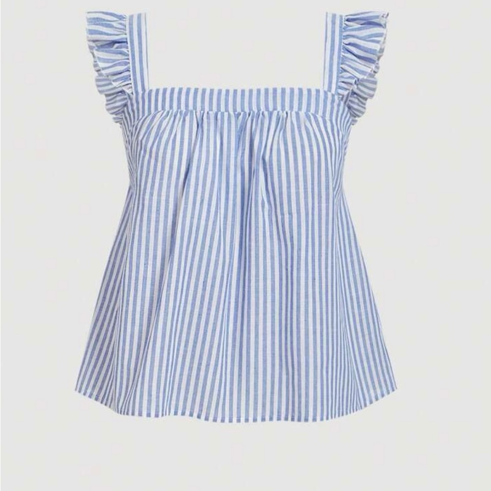 MOD Plus Size Vintage Striped Cap Sleeve Loose Blouse Excellent Cond.